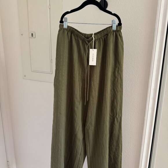 NWT Elce Khaki Stripe Drawstring Casual Pant in XS - Picture 6 of 7